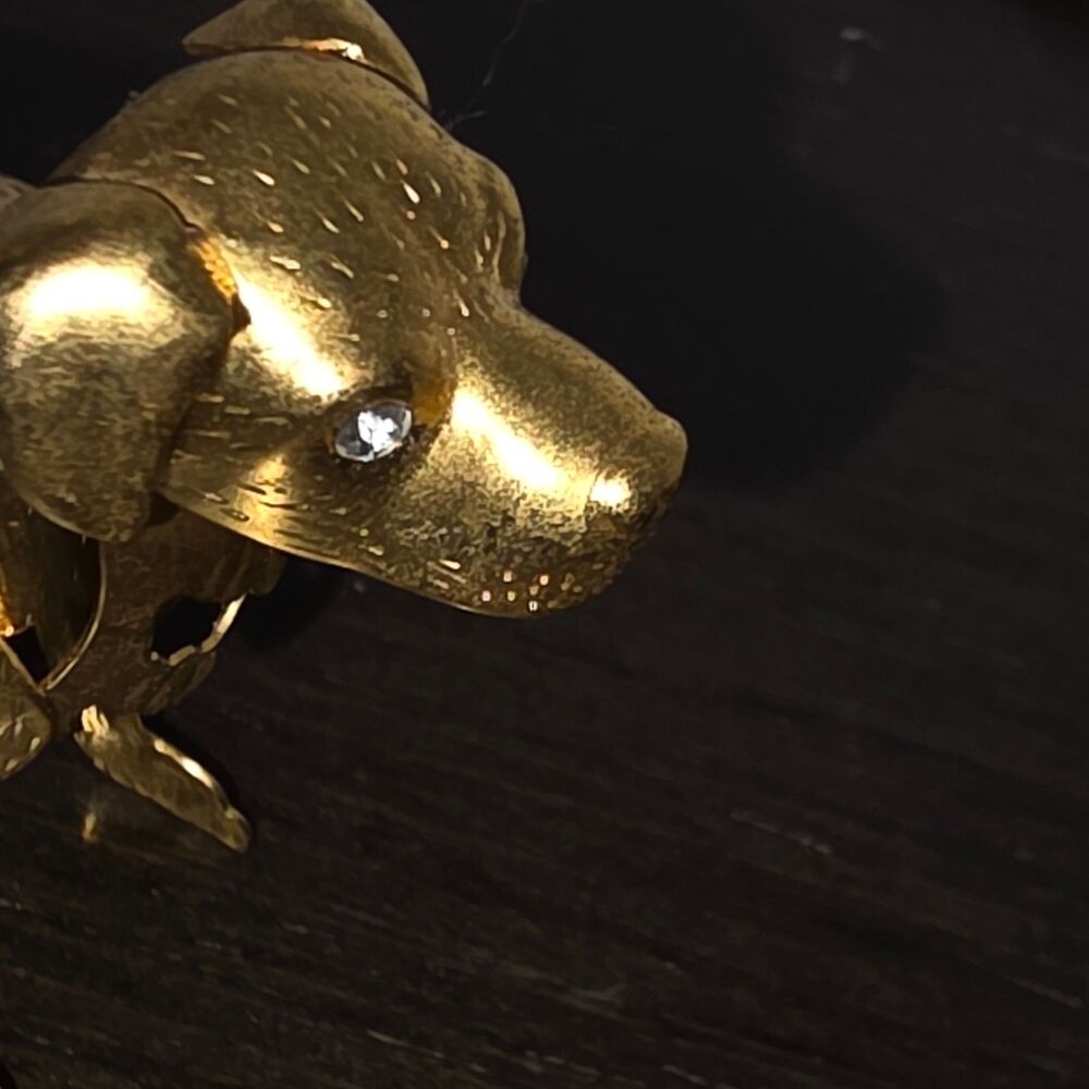 Dog Mini Figurine Gold Plated Swarovski Crystal Elements 3"W - Picture 12 of 12